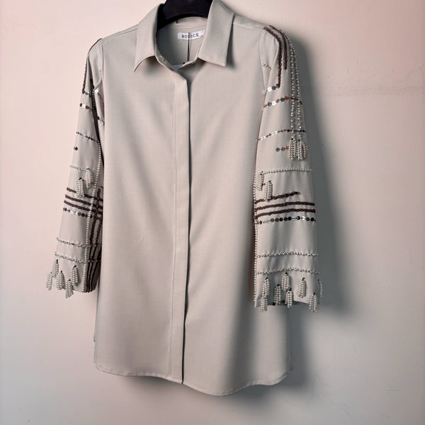 Pearl-Lined Elegance Shirt
