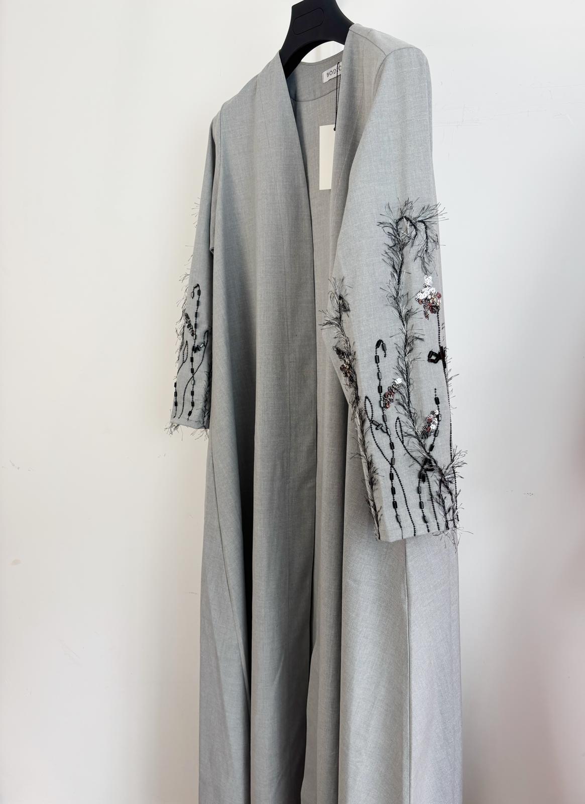 Black Branche  Light Gray Abaya