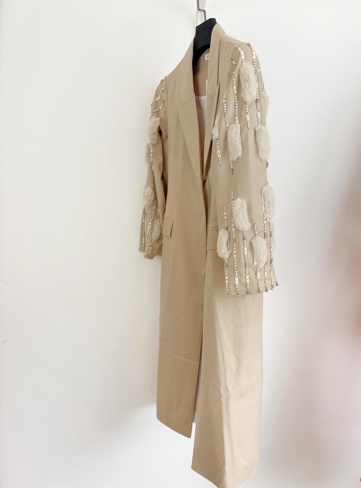 Beige Lines Long Coat