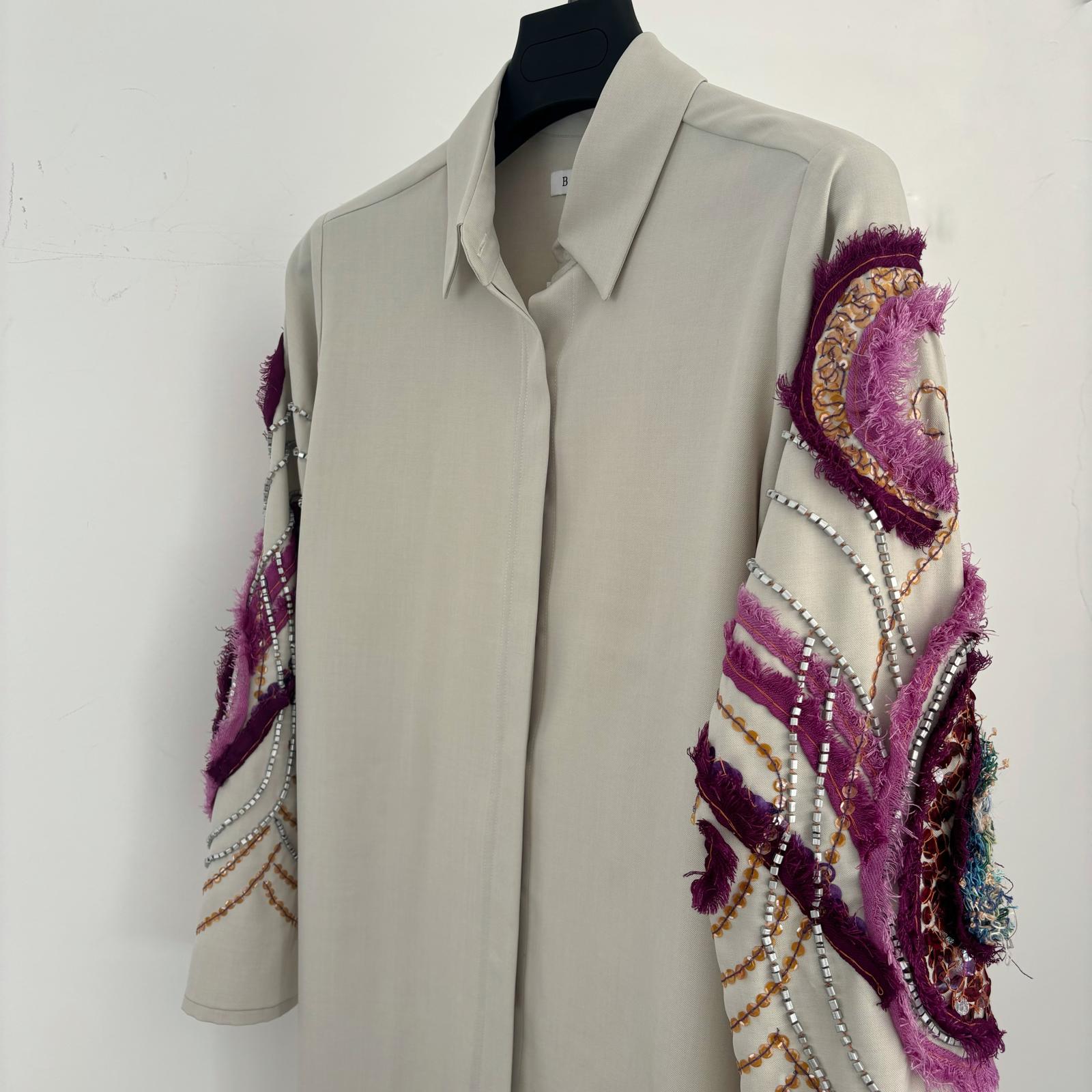 Purple   Beige Shirt