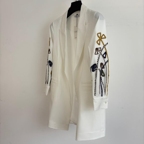 Yellow & Blue Lines white Jacket